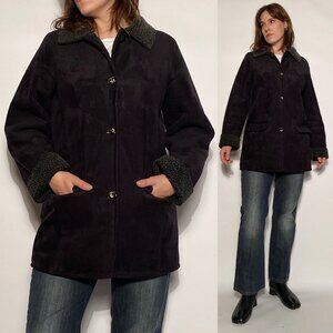 Denver Hayes FAUX SUEDE Sherpa Shearling Coat! Size Small to Medium